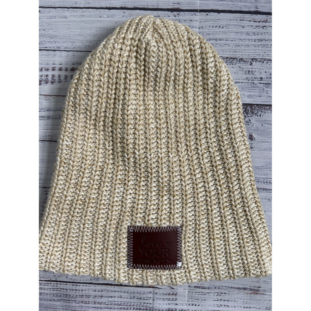 Love Your Melon Beanie Cotton Slouchy Tan Minimalist Ribbed Hat